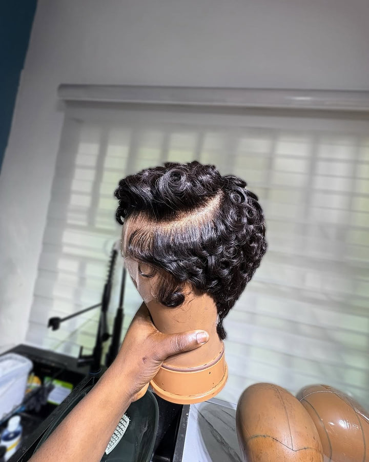 Finger Wave Short Pixie Lace Wig