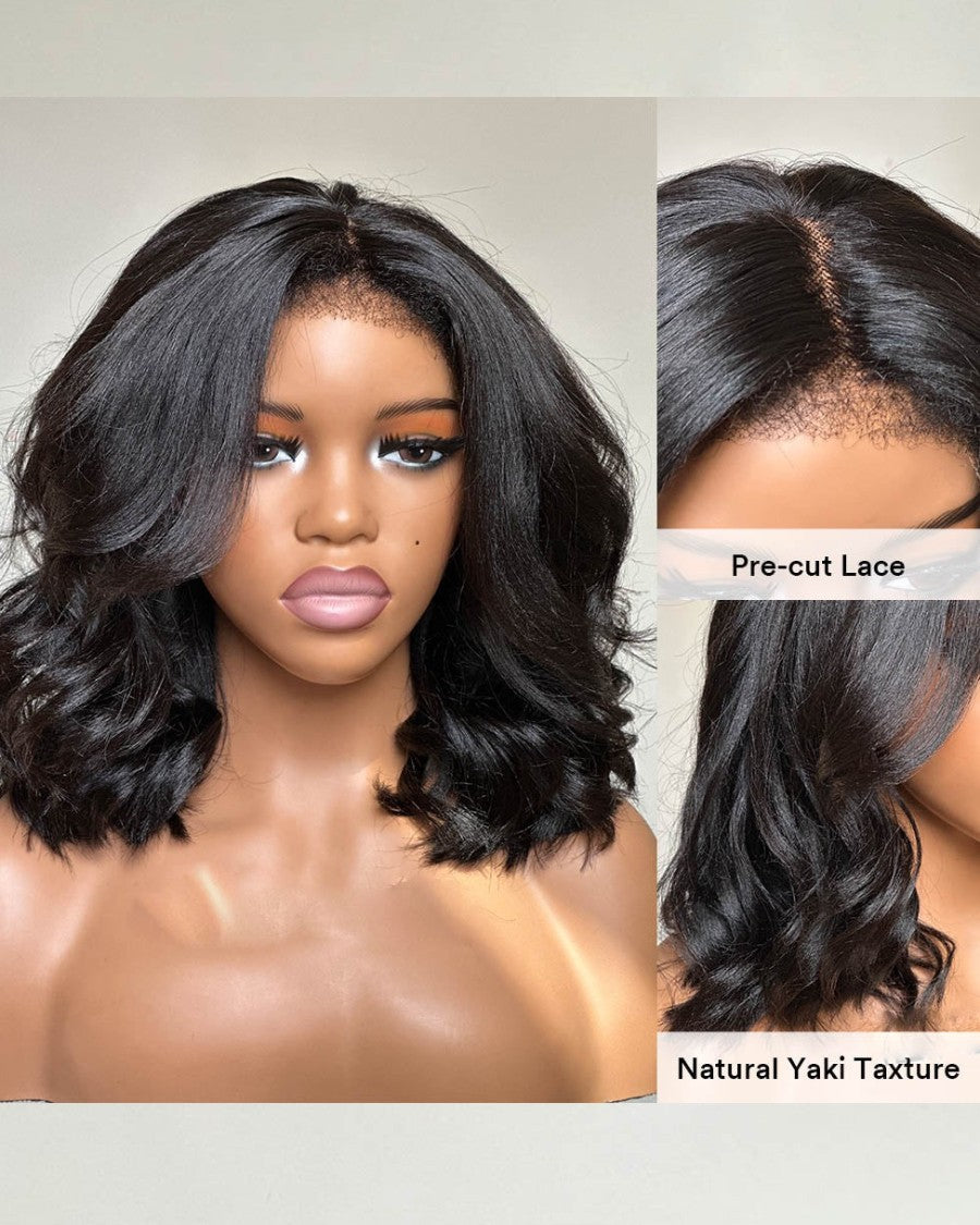 Put on & Go Beach Wavy Kinky Edges Precut Lace Wig