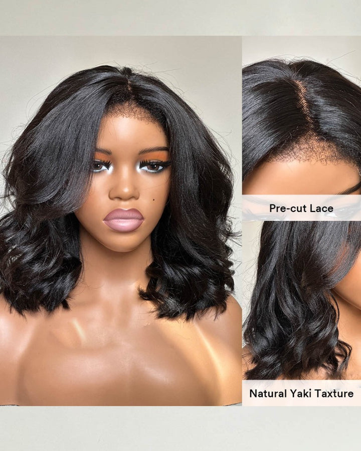 Put on & Go Beach Wavy Kinky Edges Precut Lace Wig