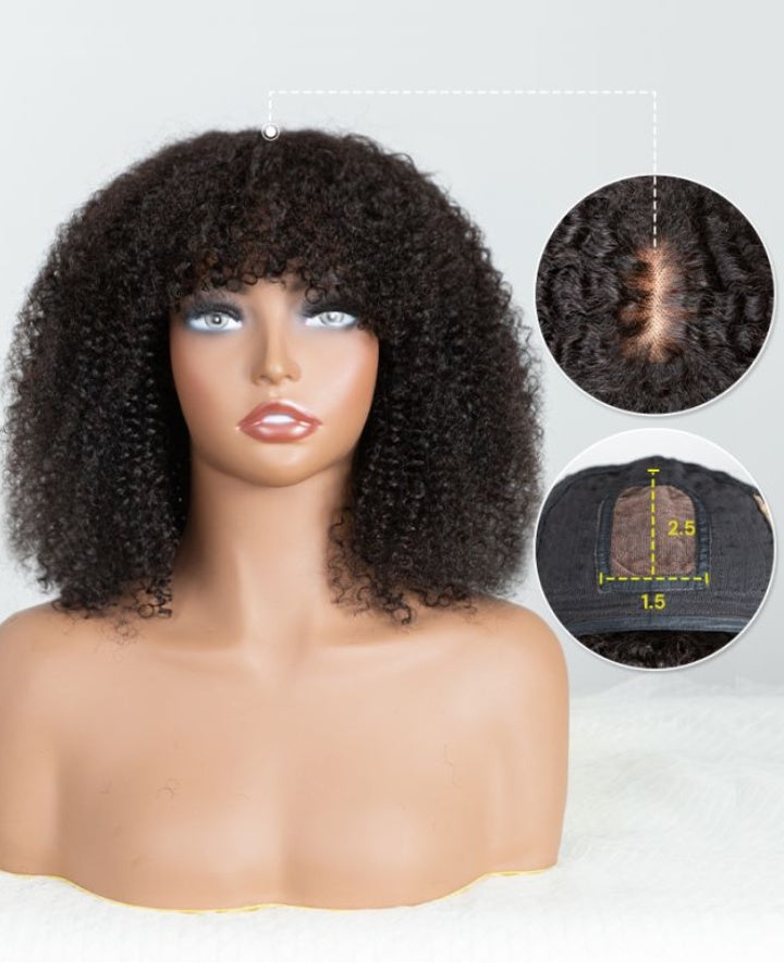 Natural Jerry Curly InvisiTop Bang Wig
