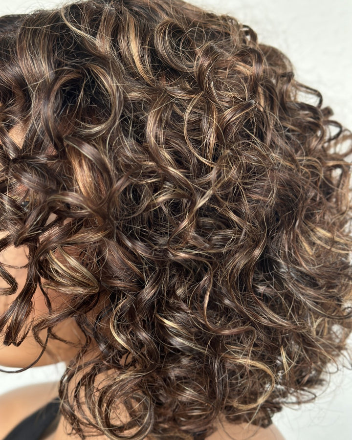 Put On & Go Short Blonde Highlights Curly Bob Wig