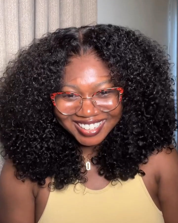 High Density Middle Part Curly 5x5 Lace Closure Human Hair Wig