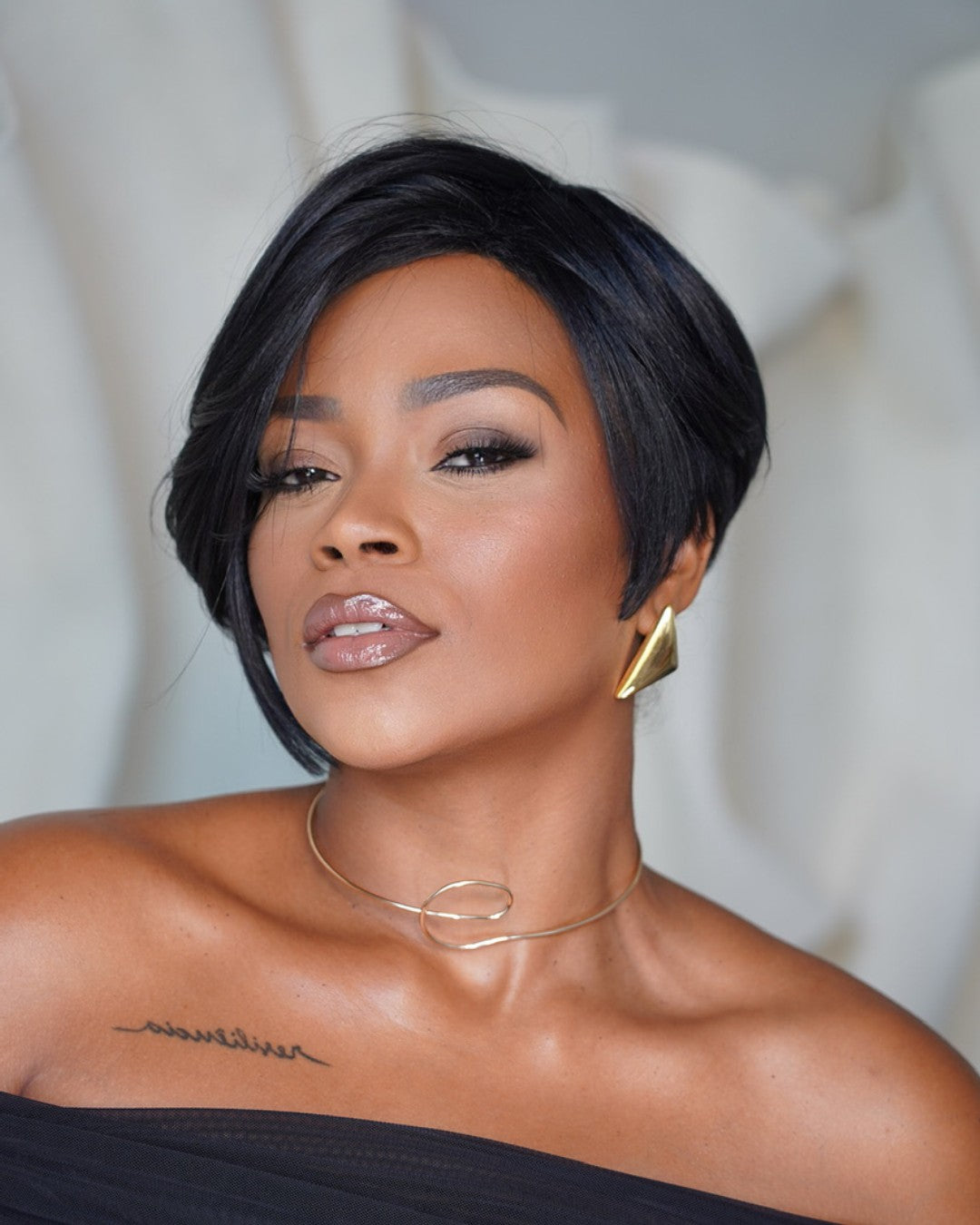 Short Hair Pixie Cut Style Side Long Bangs Wig