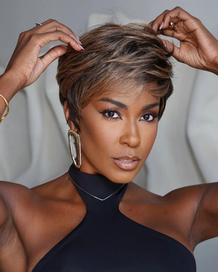 Wear & Go Dark Blonde Highlighted Pixie Short Wig