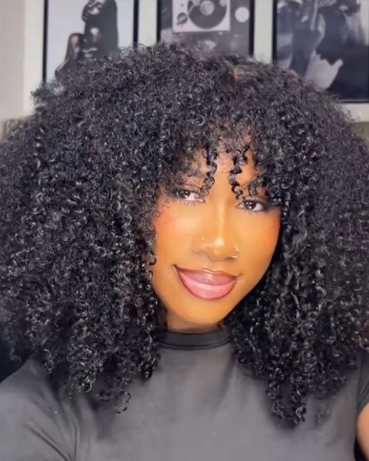 Natural Jerry Curly InvisiTop Bang Wig