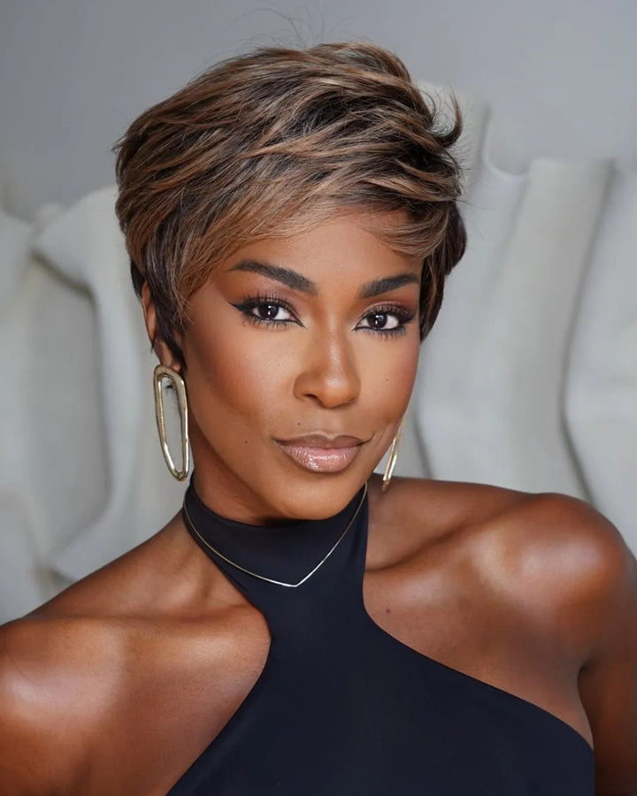 Wear & Go Dark Blonde Highlighted Pixie Short Wig