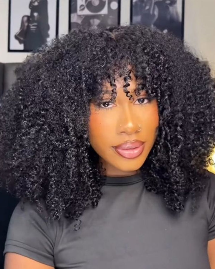 Natural Jerry Curly InvisiTop Bang Wig
