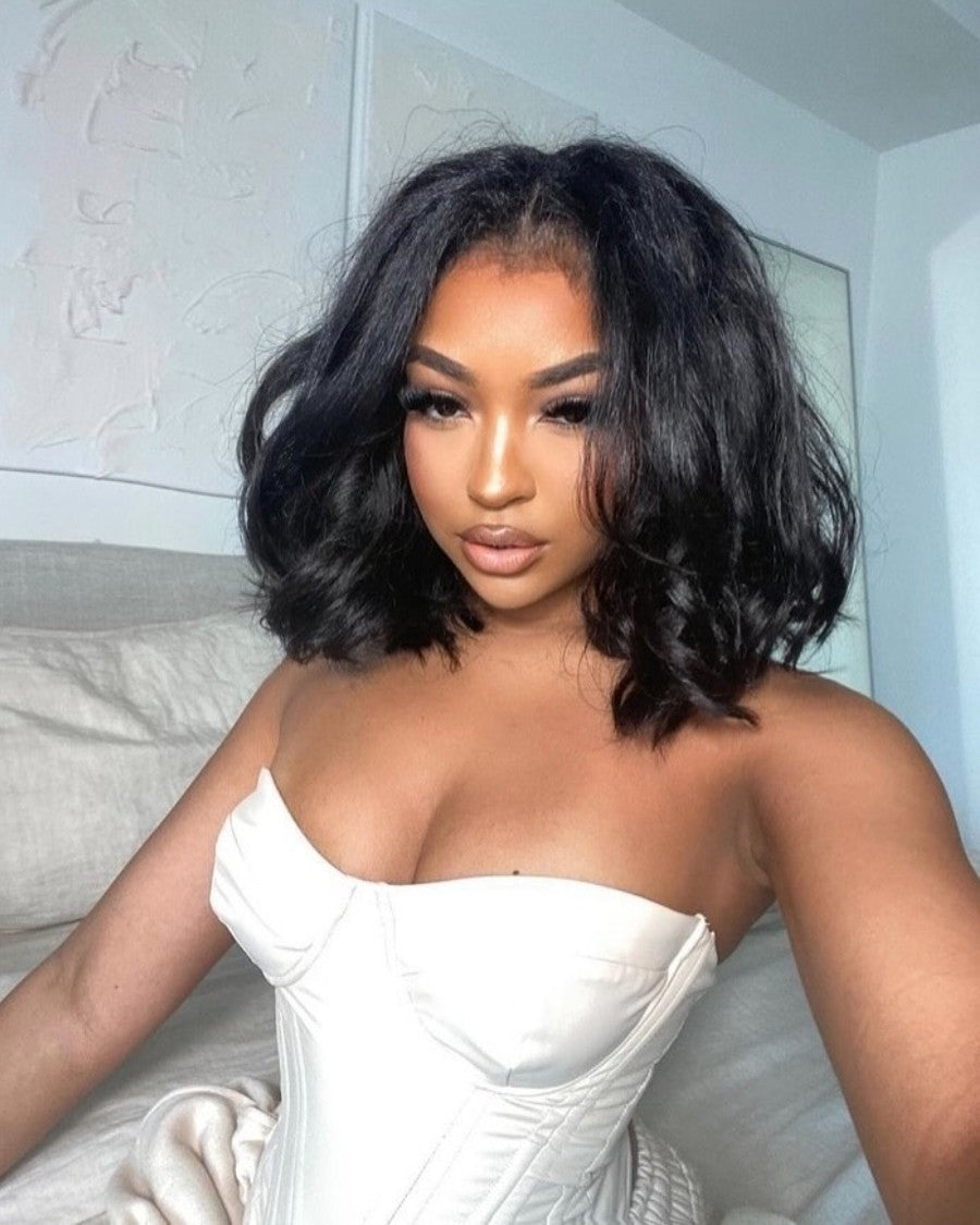 Put on & Go Beach Wavy Kinky Edges Precut Lace Wig