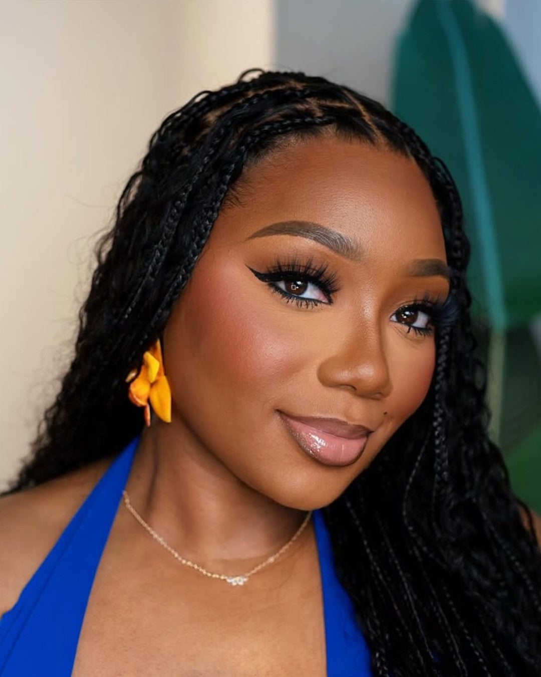 Full Lace Boho Knotless Braids Curls Synthetic Hair Wig