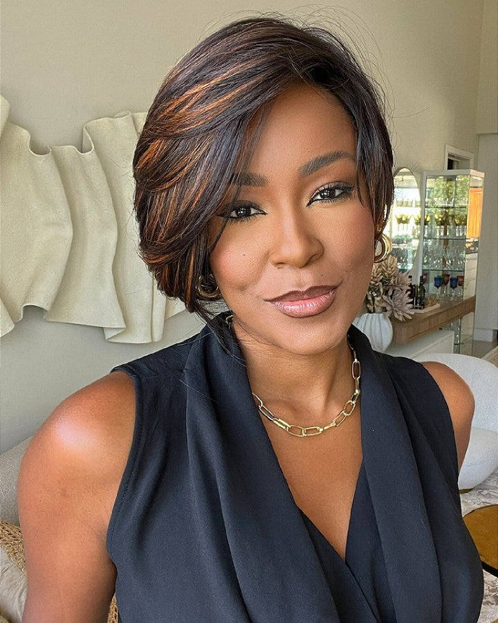 Glueless Short Pixie Cut Human Hair Highlight Bob Lace Front Wig
