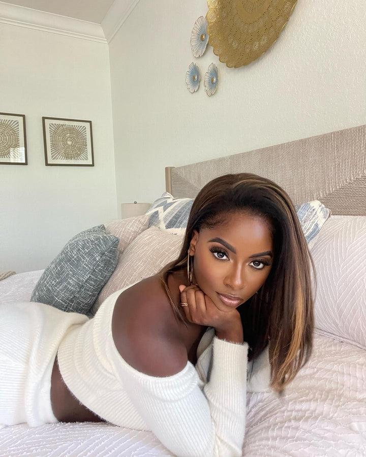 Layered Cold Blonde Highlight Straight Hair Half Wig