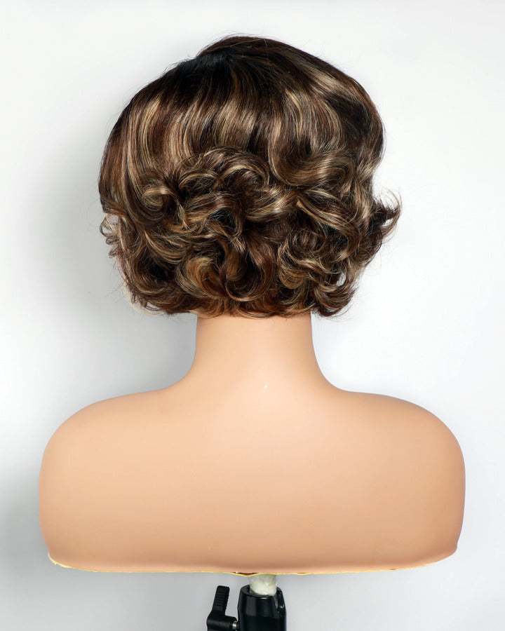 Short Pixie Wig Human Hair Short Wavy Hair 13x4 Bob Lace Front Wig