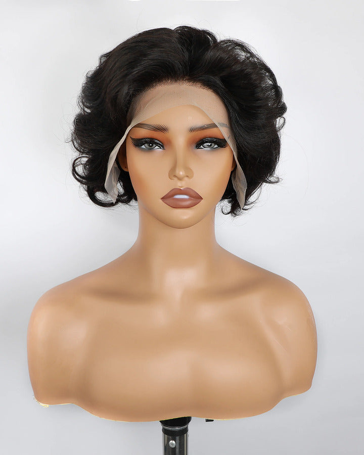Short Pixie Wig Human Hair Short Wavy Hair 13x4 Bob Lace Front Wig