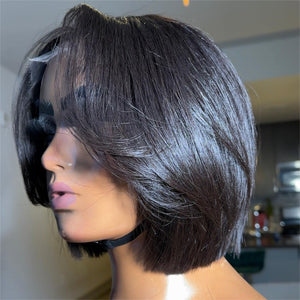 Middle Part Classy Layered Cut Wave Bob 5x5 Lace Closure Wig