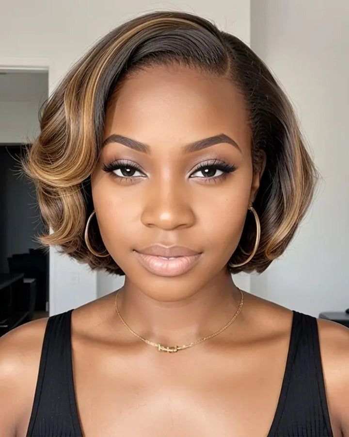 Short Pixie Wig Human Hair Short Wavy Hair 13x4 Bob Lace Front Wig