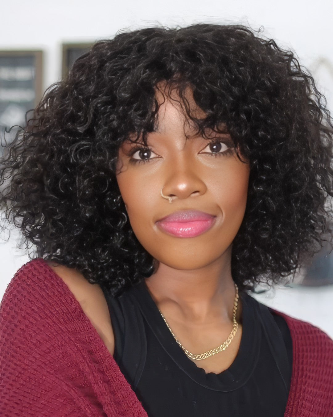 Rose Curly Double Drawn Fringe Wig