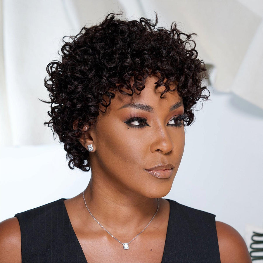 Ultra Natural Lightweight Bouncy Curly Bangs Wig