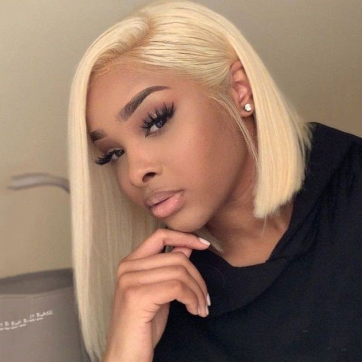 13x4 Lace frontal 613 Blonde Silky Straight Bob Wig