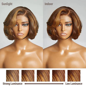 5x5 Closure Lace Toffee Brown Mix Blonde Glueless Wig