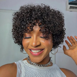 Ultra Natural Lightweight Bouncy Curly Bangs Wig