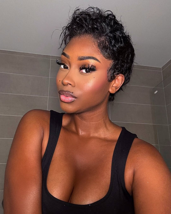 Short Wave Lace Front Wig Side Part Wig 100% Human Hair