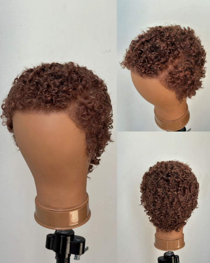 Fresh Start Brown Short Curly Pixie 13x6 Lace Wig with Tight Curls