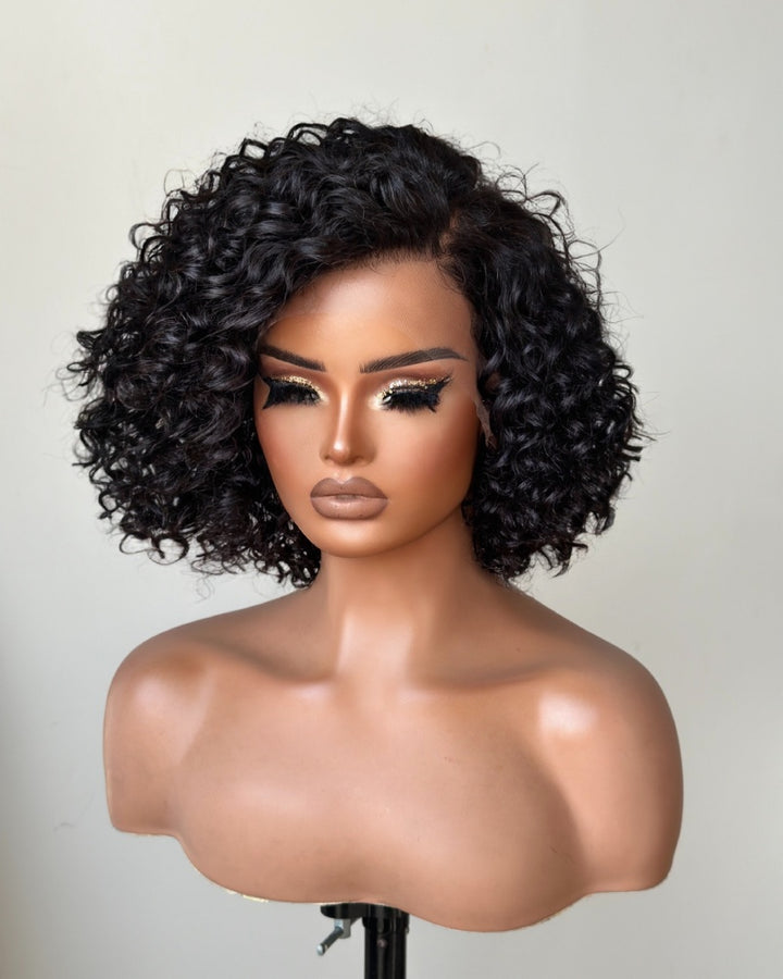 Short Curly Bob Human Hair 13 x 4 Front Lace Wig