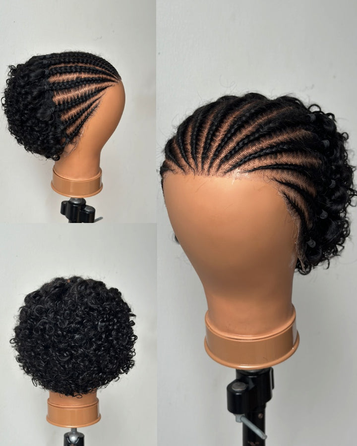 Urban Grace Cornrow Braid 13x6 Lace Wig with Short Curly Back