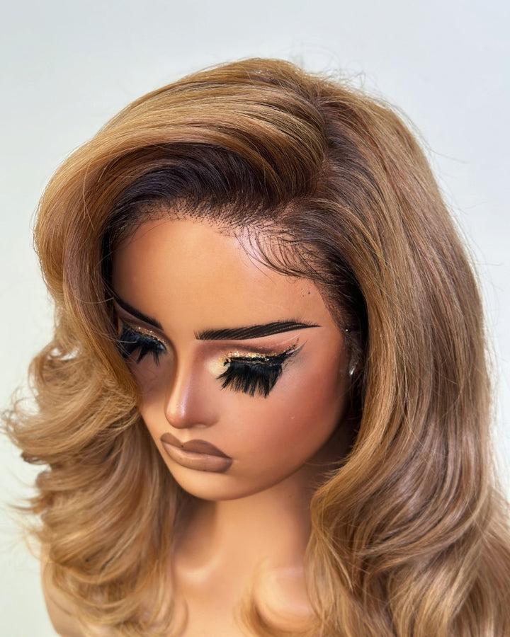 Ombre Blonde Layered Cut Wavy 13x4 Lace Front Wig