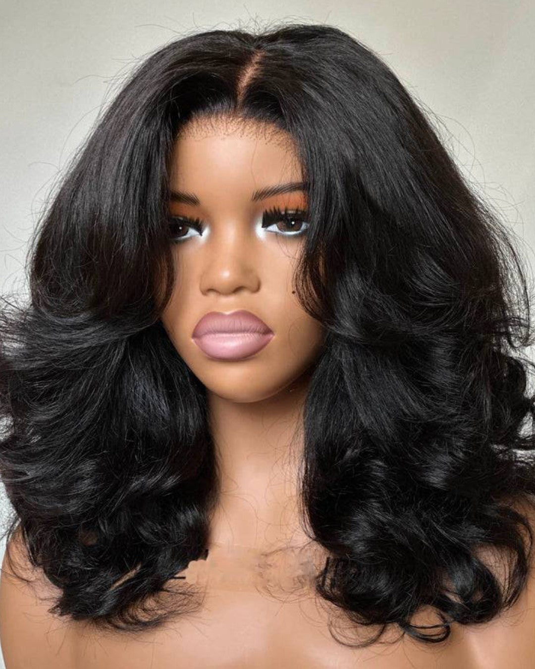 Wear & Go Layered Wavy With Curtain Bangs 4x4 Lace Closure Wig