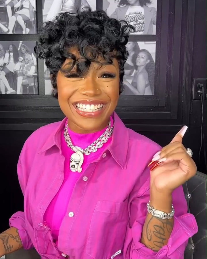 Full Lace Curly Finger Wave Short Glueless Wig