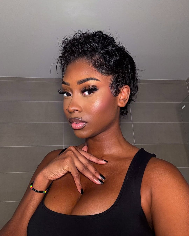 Short Wave Lace Front Wig Side Part Wig 100% Human Hair