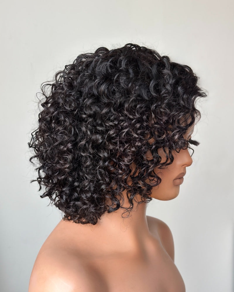Short Curly Bob Human Hair 13 x 4 Front Lace Wig