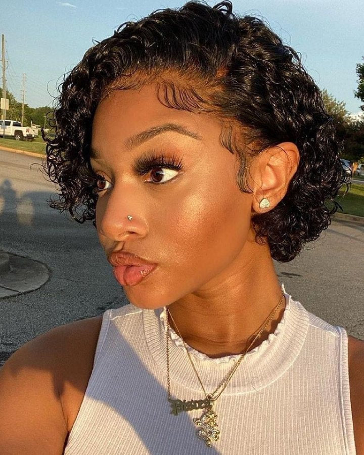 13x2 Lace Frontal Short Curly Pixie Cut Wig