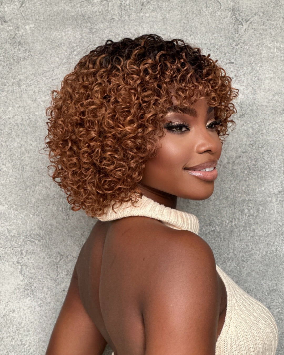 Black Roots Stylish Golden Curly Wig