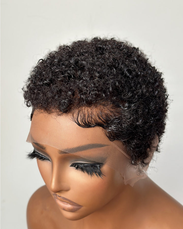 Full Lace Minimal Curly Afro Pixie Cut Wig With Drawstring