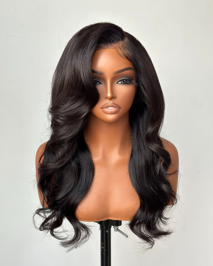 Layered Side Parted Long Bangs Lace Front Body Wave Wig