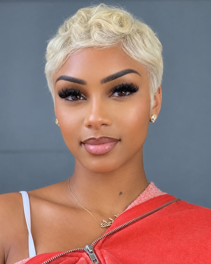 Short Layered 613 Blonde Pixie Cut 13x6 Lace Front Wig