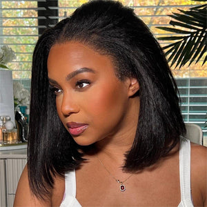 13x4 HD Lace Frontal RealisticI Short Kinky Straight Hairline Wig