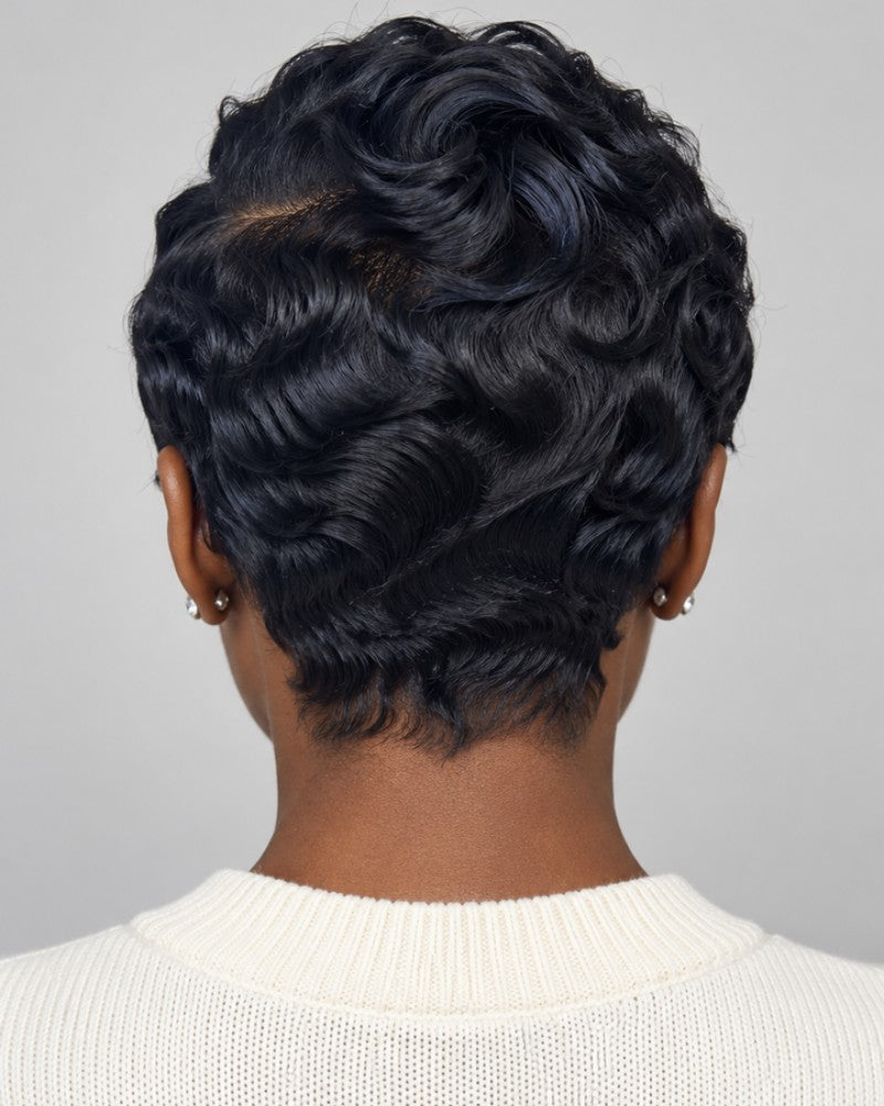 Elegance Side Part Pixie 13x6 Lace Wig with Finger Waves