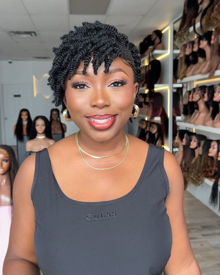 Full Lace Twist-out Afro kinky Cornrow Invisi Drawstring Wig