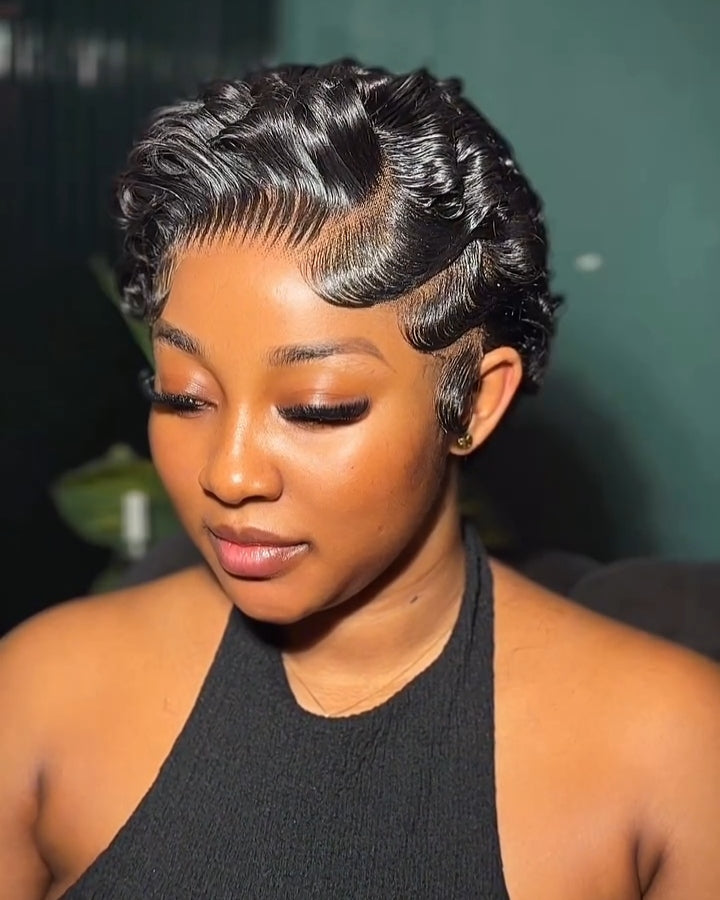 Finger Wave Multi-layered Curly 13x4 Lace Front Wig