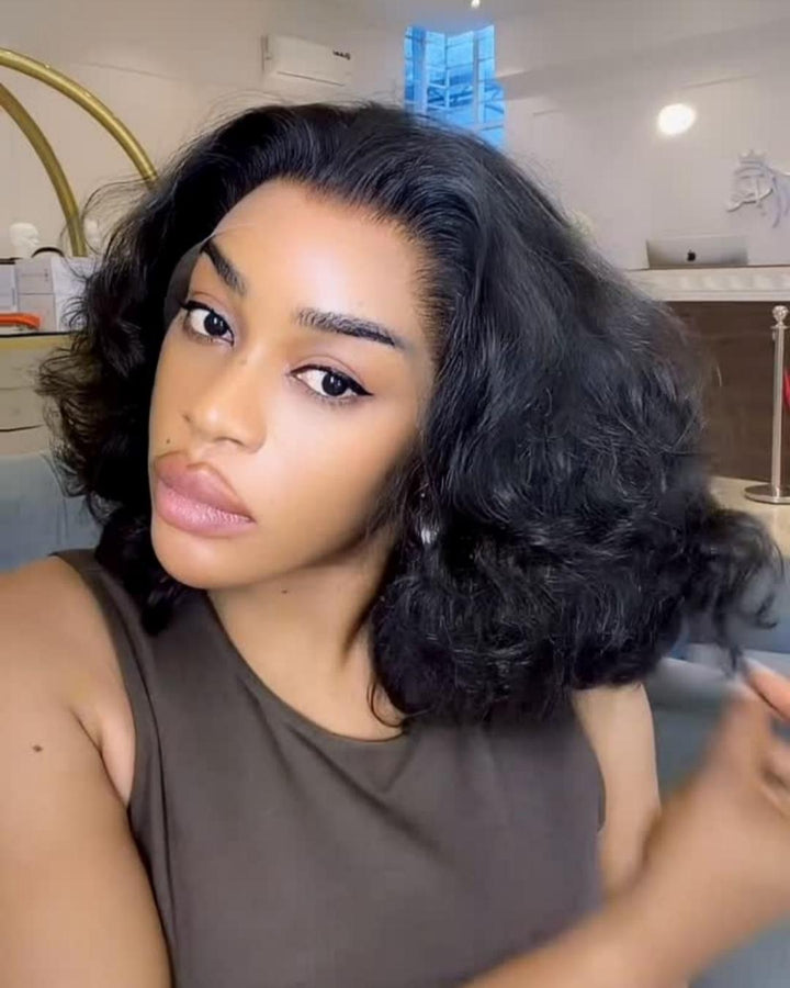 Natural Black Layered Wavy 13x4 Lace Ftont Wig