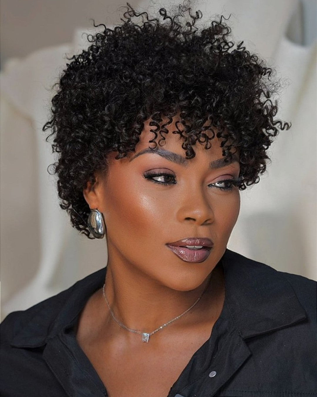 Ultra Natural Lightweight Bouncy Curly Bangs Wig