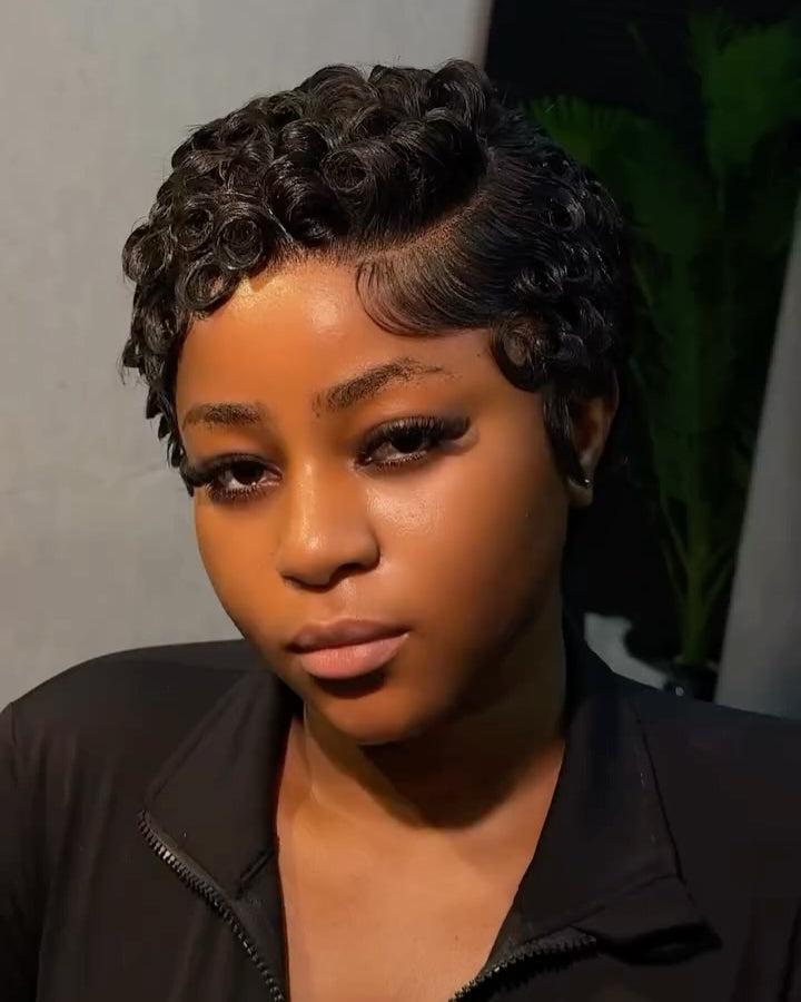 Finger Wave Short Pixie Full Lace Wig