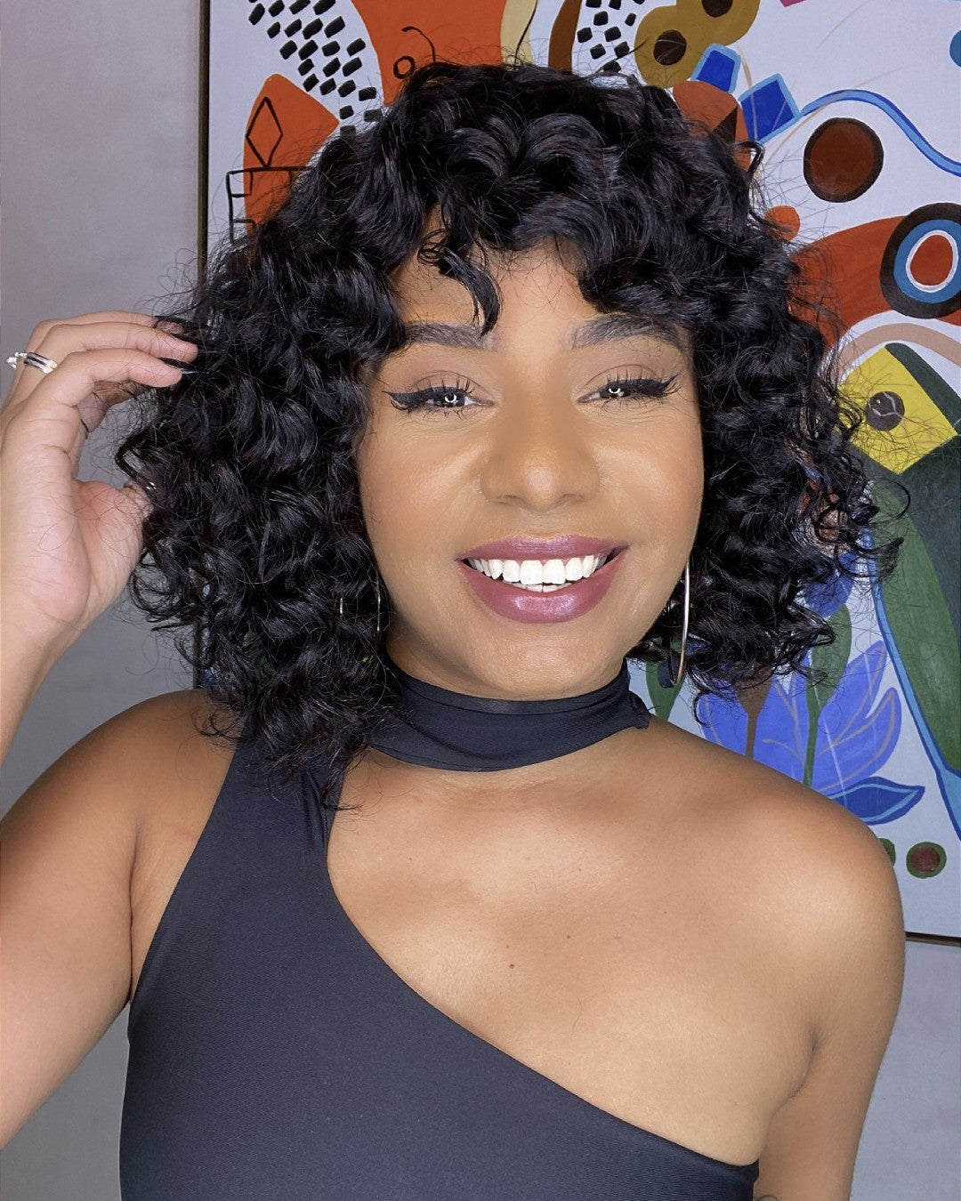 Wear & Go Curly Hair Bangs Wig