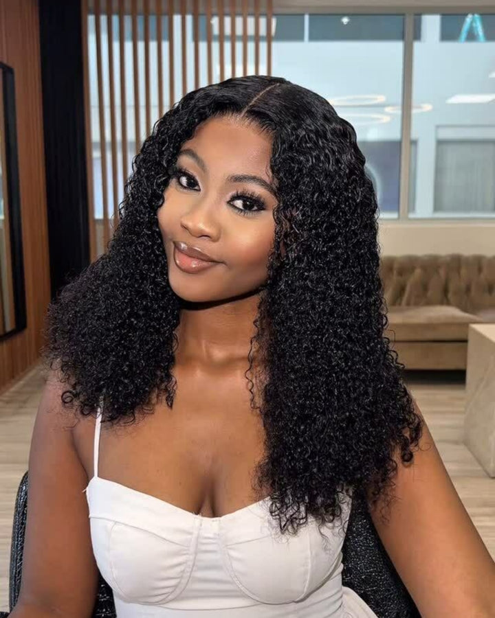 Luxurious Middle Part Jerry Curl 5x5 Lace Clsoure Wig