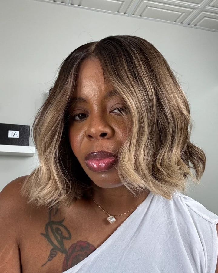 Layers Wave Blonde Highlight Bob 5x5 Lace Closure Wig