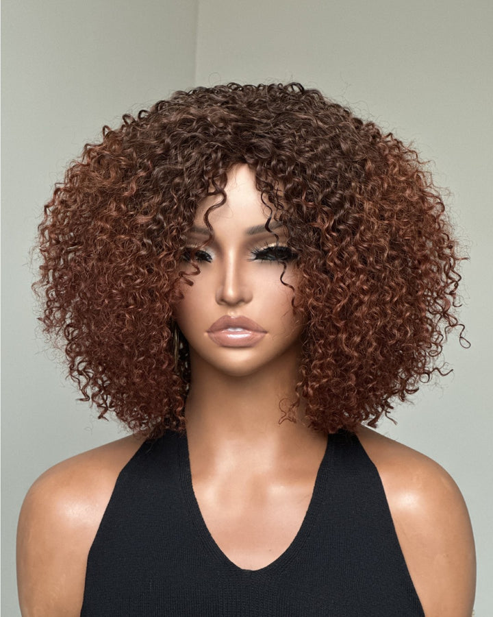 Wear & Go Glueless Highlights Ombre Brown African Curly Wig