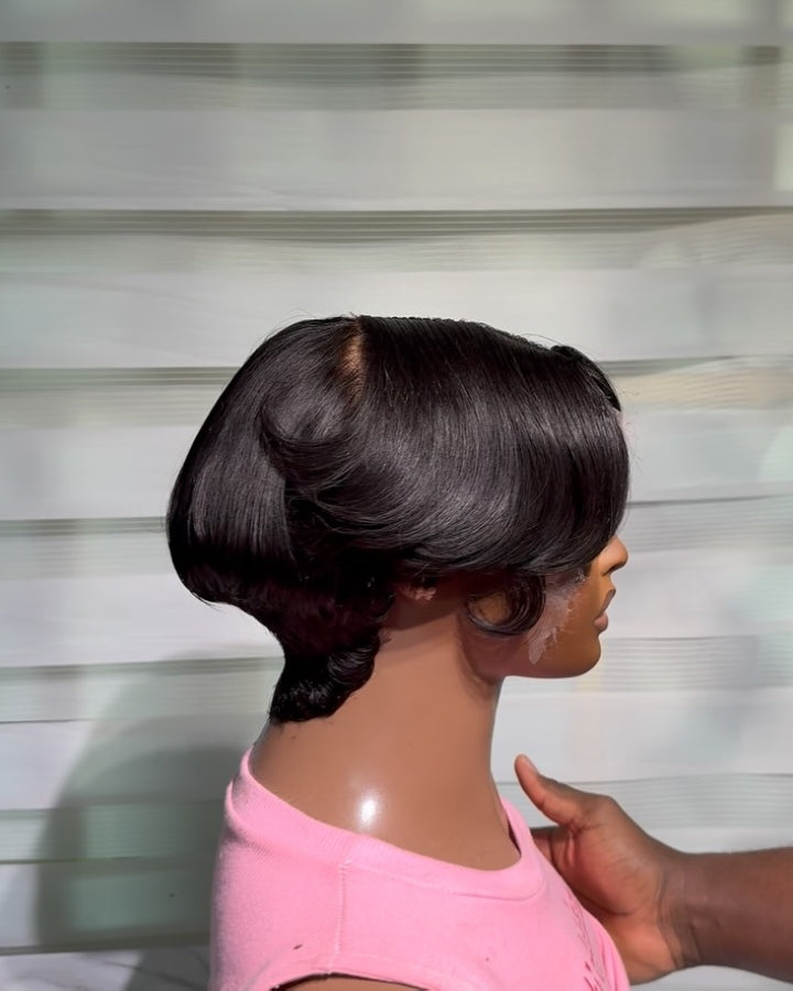 Korean Pixie Middle Part Layered Lace Front Wig